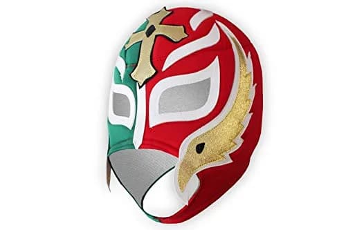 Make It Count Rey Misterio Lucha Libre Mask PRO Fit Adult Mask Green Red Design One Size Fits Most Adjustable Back Lace thumbnail 2