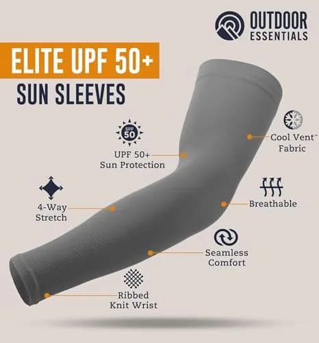 OutdoorEssentials UPF 50+ Cooling Arm Sleeves (3 Pairs, Multi) | Blocks 98% UV Rays thumbnail 6