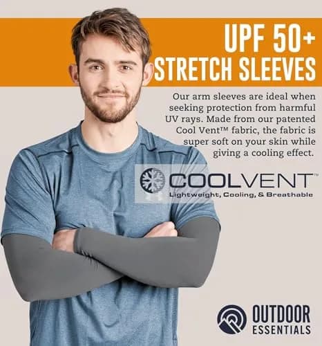 OutdoorEssentials UPF 50+ Cooling Arm Sleeves (3 Pairs, Multi) | Blocks 98% UV Rays thumbnail 2
