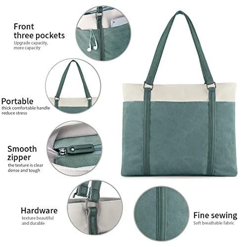 BAG WIZARD Laptop Tote Bag for Women, 15.6 Inch Work Bag with Laptop Compartment and Zipper, Canvas Computer Tote | 39.5 cm (15.6 Inch) Laptop Tote thumbnail 5