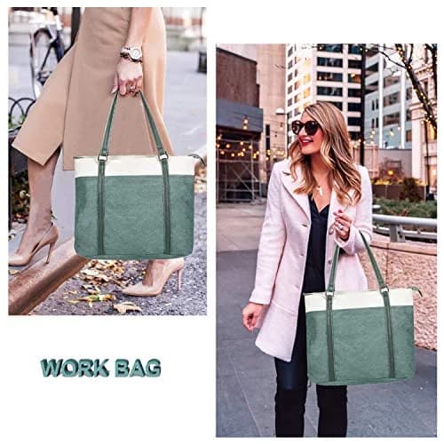 BAG WIZARD Laptop Tote Bag for Women, 15.6 Inch Work Bag with Laptop Compartment and Zipper, Canvas Computer Tote | 39.5 cm (15.6 Inch) Laptop Tote thumbnail 2