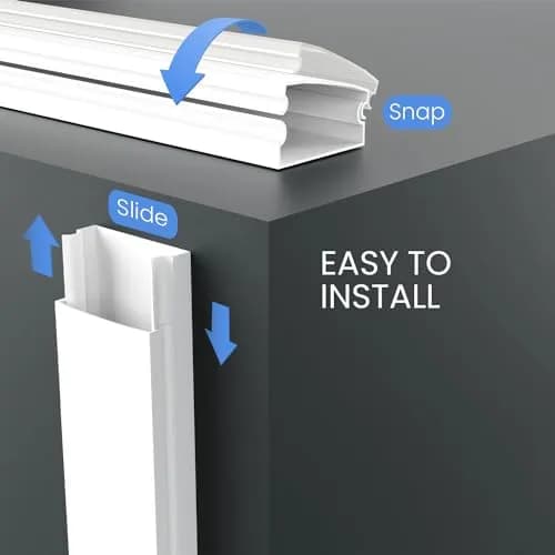 EVEO Cable Hider Wall 153" (12.75 ft) | Paintable Cord Concealer for Clean Walls thumbnail 4