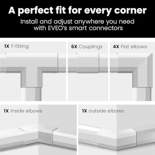 EVEO Cable Hider Wall 153" (12.75 ft) | Paintable Cord Concealer for Clean Walls thumbnail 5