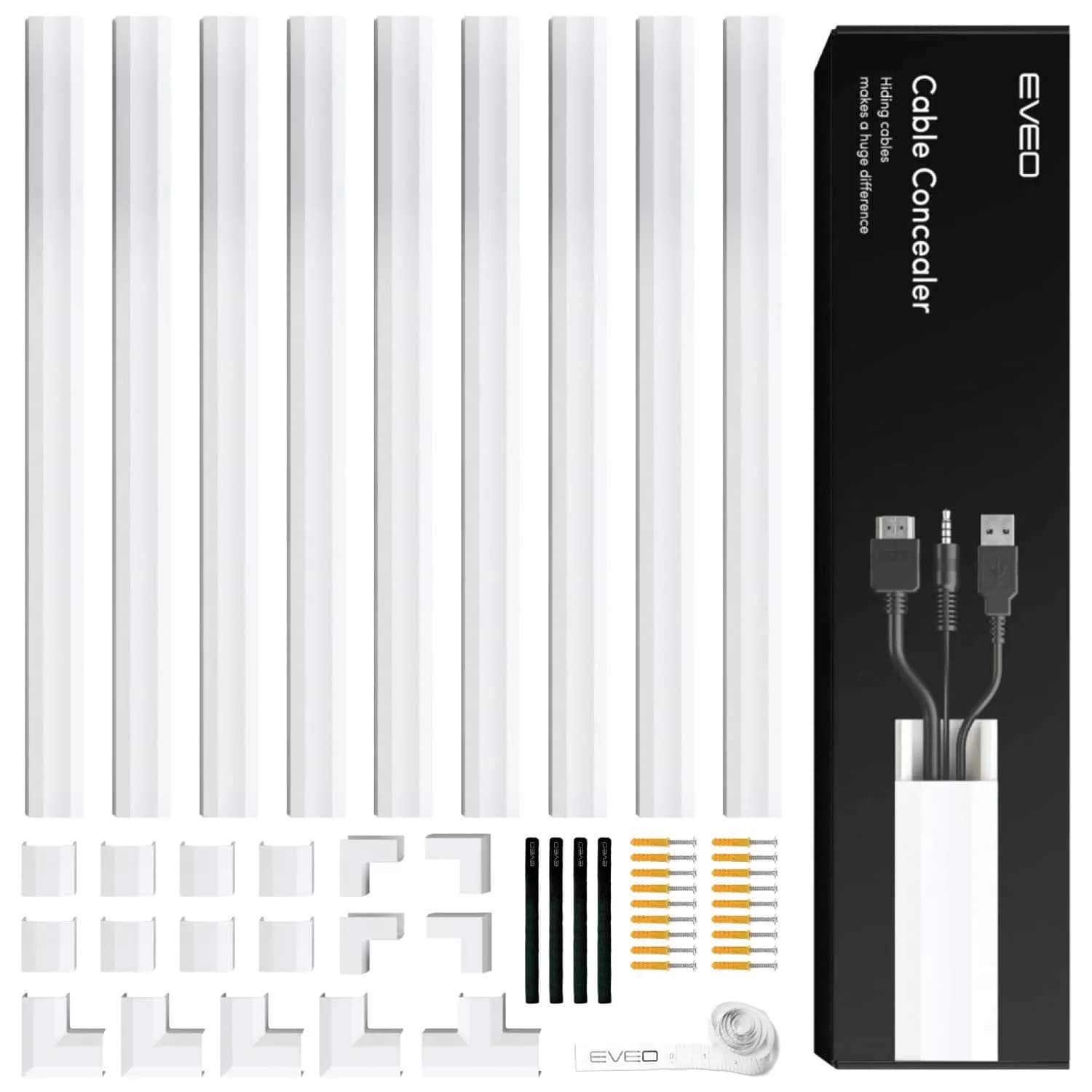 EVEO Cable Hider Wall 153" (12.75 ft) | Paintable Cord Concealer for Clean Walls - main product image