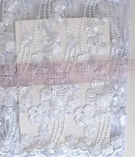 SanVera17 African Lace Fabric 5 Yards | Beading Rhinestones for Dress & Home Decor thumbnail 2