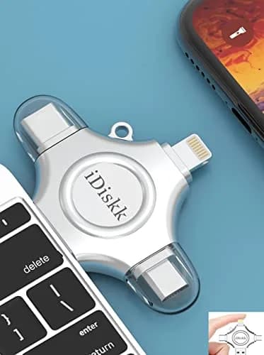iDiskk 256GB MFi Photo Stick & Memory Drive for iPhone/iPad/Android/PC | USB 3.0, USB-C, Lightning, Micro USB thumbnail 4