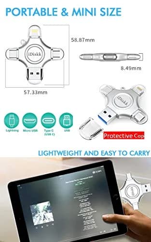 iDiskk 256GB MFi Photo Stick & Memory Drive for iPhone/iPad/Android/PC | USB 3.0, USB-C, Lightning, Micro USB thumbnail 5