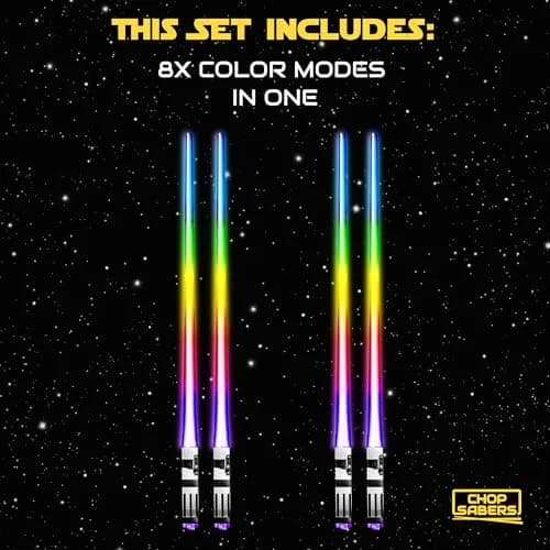 ChopSabers Light Up Lightsaber Chopsticks 2 Pairs (25.4 cm / 10.25 inches) | 8 Color Modes LED thumbnail 5