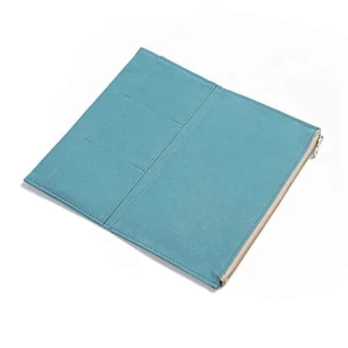 Moterm Canvas Zipper Pocket Insert Pouch for Travelers Notebook | Organizer & Card Holder (Standard Size Skyblue) thumbnail 2