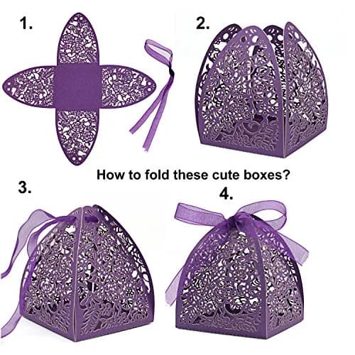 KPOSIYA White Gift Wrap Pack of 100 | Laser Cut Rose Favor Boxes for Weddings & Parties thumbnail 7