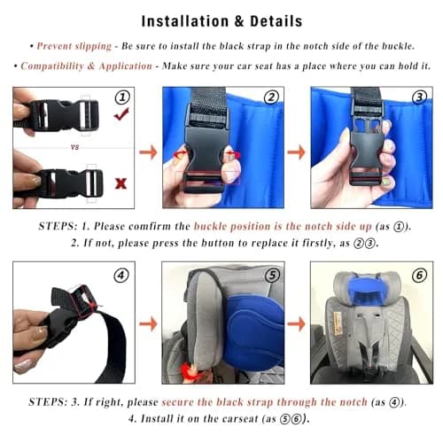 LETTON Adjustable Toddler Car Seat Head Support Band, Infants and Baby Head Support Blue 15.6 cm (5.9 in) | Safety Neck Relief for Travel thumbnail 4