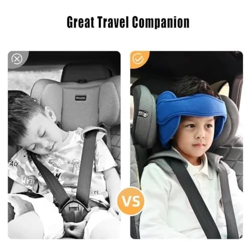 LETTON Adjustable Toddler Car Seat Head Support Band, Infants and Baby Head Support Blue 15.6 cm (5.9 in) | Safety Neck Relief for Travel thumbnail 2