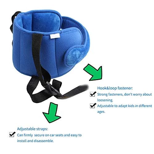 LETTON Adjustable Toddler Car Seat Head Support Band, Infants and Baby Head Support Blue 15.6 cm (5.9 in) | Safety Neck Relief for Travel thumbnail 3