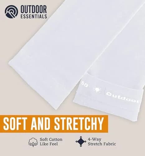 OutdoorEssentials UPF 50+ Cooling Arm Sleeves (2 Pairs, White) | Blocks 98% UV Rays thumbnail 7