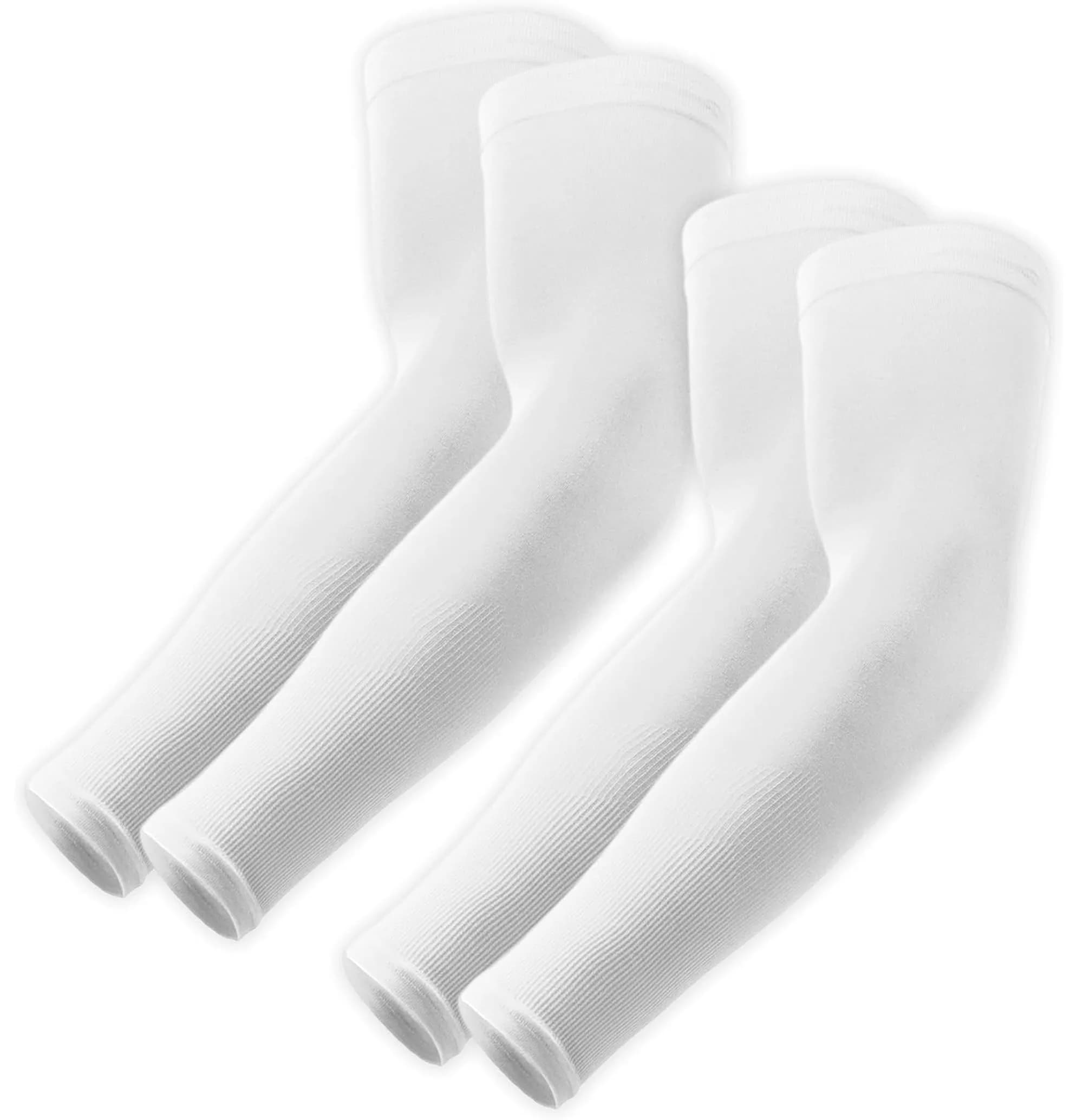 OutdoorEssentials UPF 50+ Cooling Arm Sleeves (2 Pairs, White) | Blocks 98% UV Rays