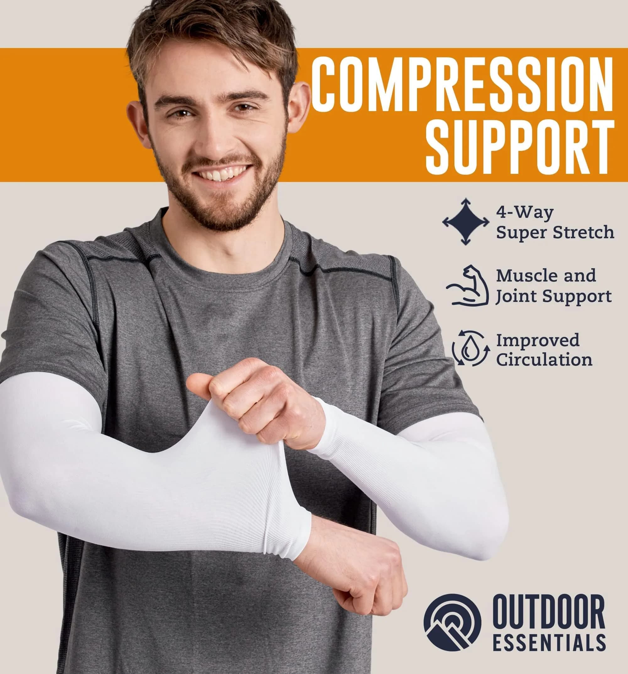 OutdoorEssentials UPF 50+ Cooling Arm Sleeves (2 Pairs, White) | Blocks 98% UV Rays - view 3
