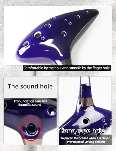 Mr.Power 12-Hole Alto C Ocarina Flute | 16 cm (6.3 inches) Ceramic Instrument for Beginners and Zelda Fans thumbnail 6