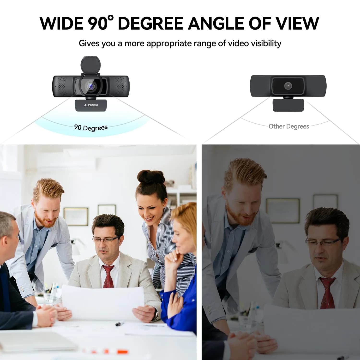 AUSDOM AF640 1080P Webcam with Microphone, 90°FOV USB PC Camera 210g | Plug and Play Computer Camera for Online Calling/Conferencing - view 5