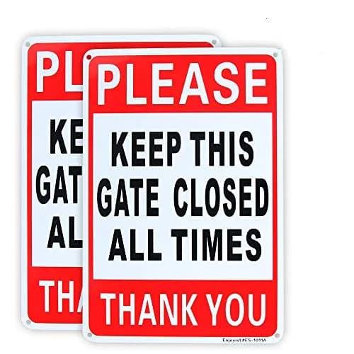 Enjoyist Please Keep This Gate Closed Sign 10" x 7" (2-Pack) | Rust-Free Aluminum, Reflective, Weatherproof thumbnail 1
