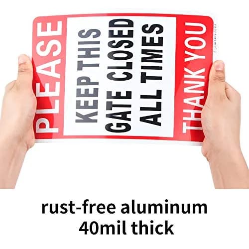 Enjoyist Please Keep This Gate Closed Sign 10" x 7" (2-Pack) | Rust-Free Aluminum, Reflective, Weatherproof thumbnail 3