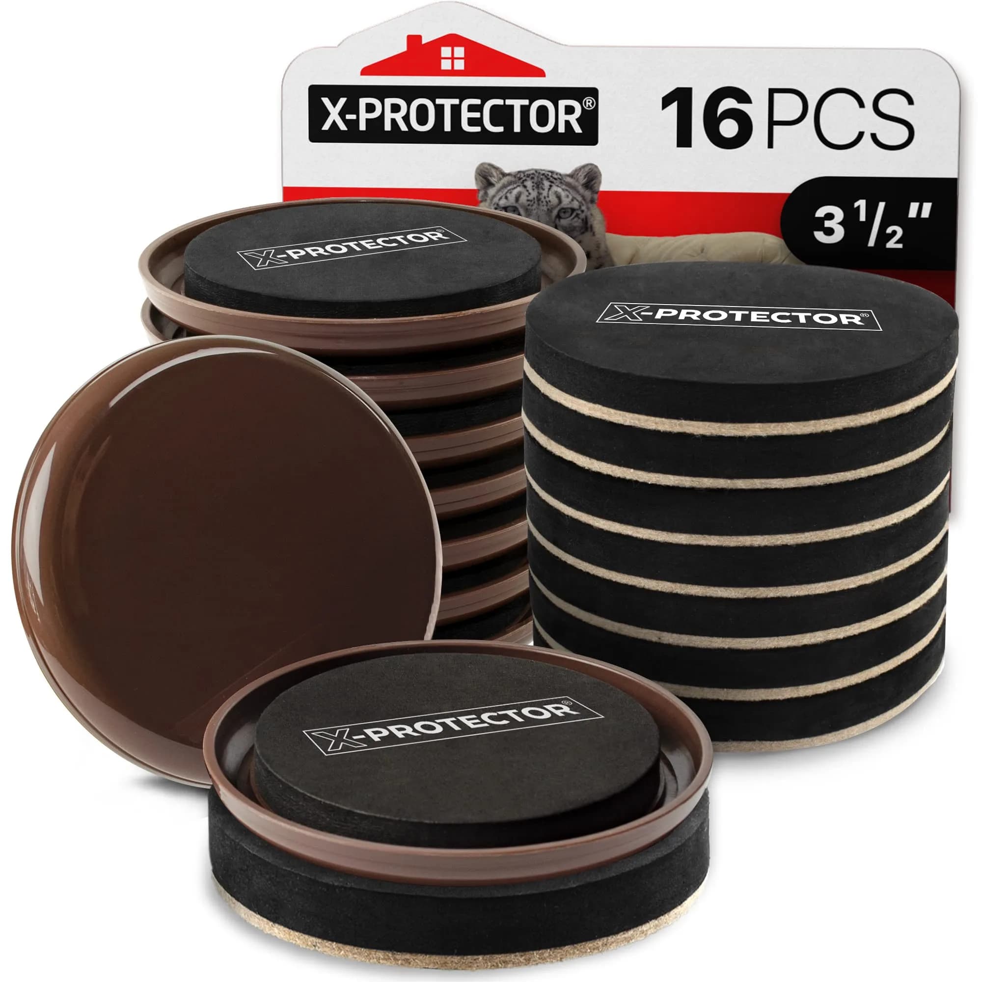 X-Protector Furniture Sliders for Hardwood Floors & Carpets 16 PCS 3 1/2" | Heavy Duty Reusable Moving Pads