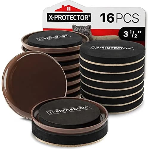 X-Protector Furniture Sliders for Hardwood Floors & Carpets 16 PCS 3 1/2" | Heavy Duty Reusable Moving Pads thumbnail 1