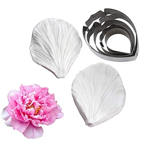 KALAIEN 5pcs Stainless Steel Peony Cutter & Silicone Mold | Fondant Flower Tool for Cake Decor thumbnail 1