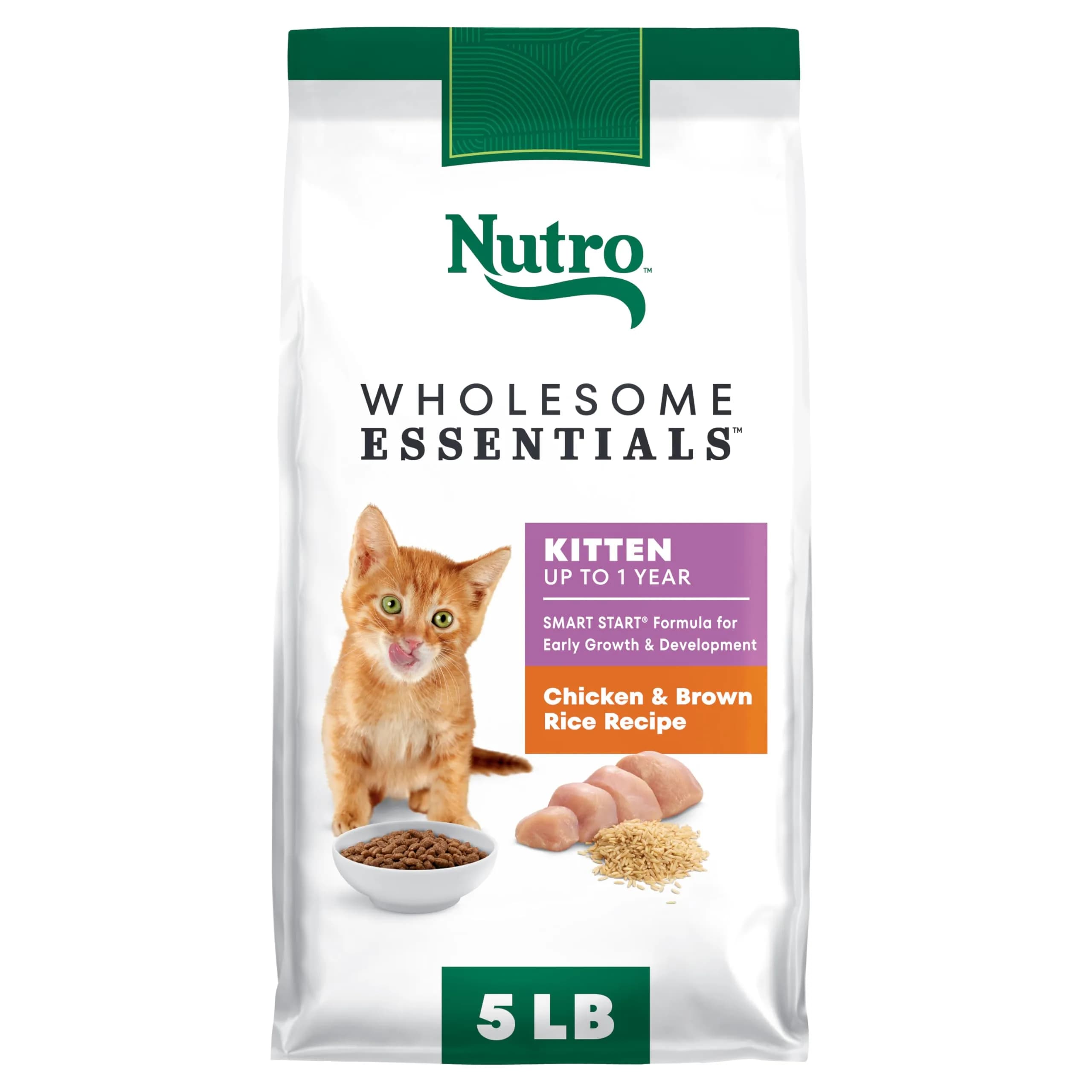 Nutro Wholesome Essentials Kitten Dry Cat Food, Chicken & Rice, 5 lb | Balanced Nutrition for Growing Kittens — Chicken