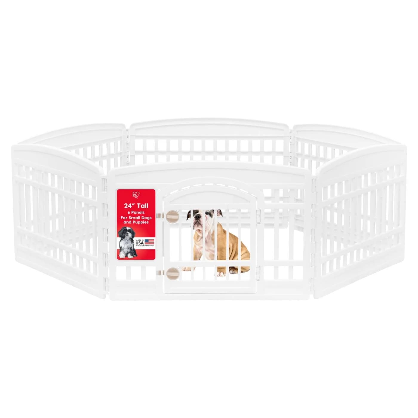 IRIS USA 6-Panel Dog Playpen | 24" Tall, 60" x 60" Indoor/Outdoor Pet Enclosure - main product image