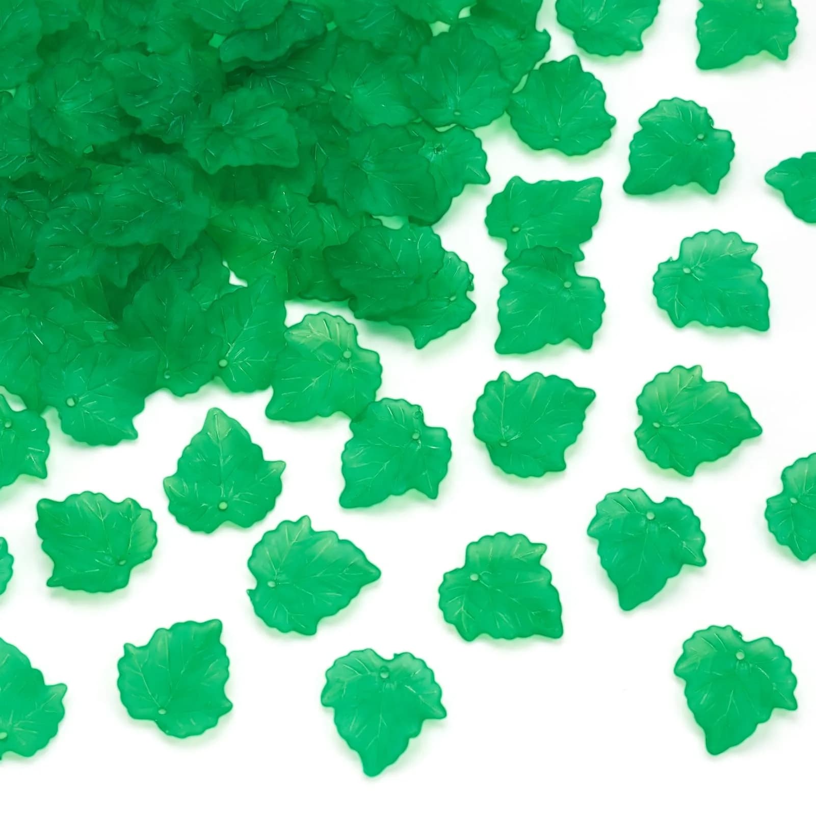 Craftdady Transparent Frosted Green Acrylic Maple Leaf Pendant 24x22.5mm | DIY Jewelry Charm