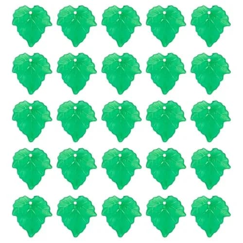 Craftdady Transparent Frosted Green Acrylic Maple Leaf Pendant 24x22.5mm | DIY Jewelry Charm thumbnail 6