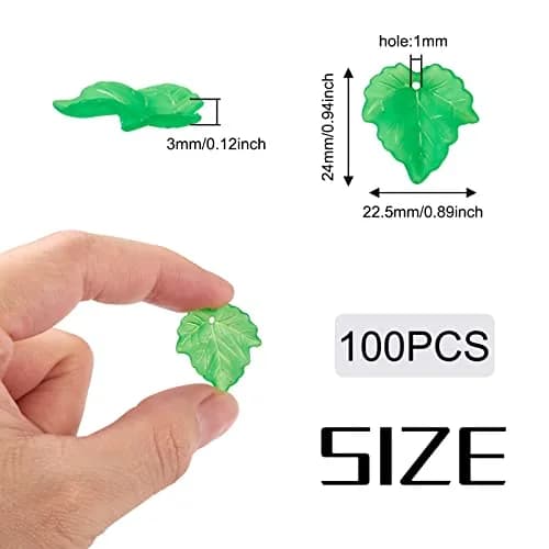 Craftdady Transparent Frosted Green Acrylic Maple Leaf Pendant 24x22.5mm | DIY Jewelry Charm thumbnail 3