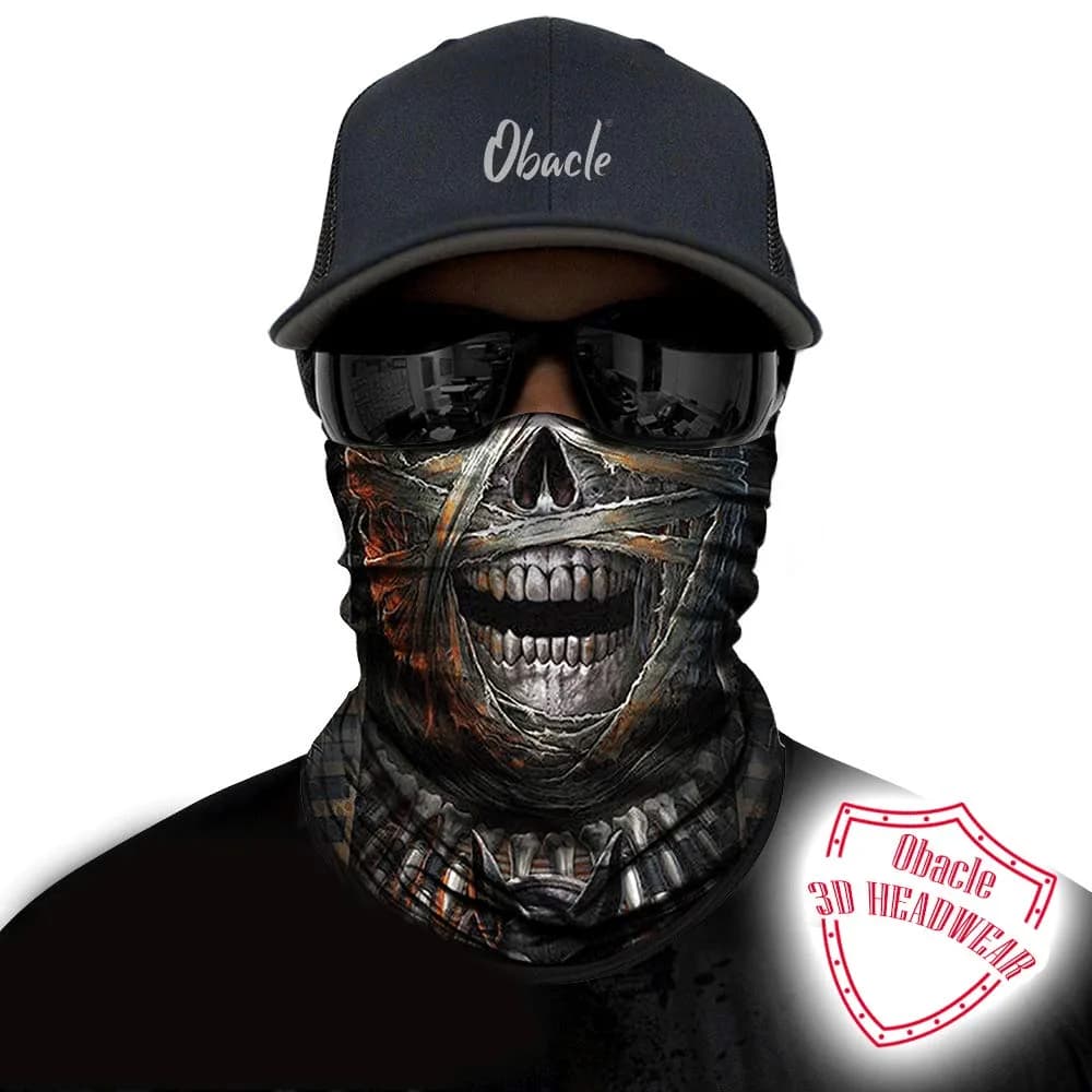 Obacle Skull Grey Mummy Open Mouth 3D Tube Face Mask for Dust, Wind & UV Protection - view 2