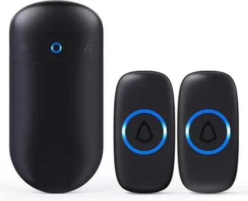 SECRUI Wireless Doorbell Kit with 2 Push Buttons & 1 Receiver | 1000ft Range, 58 Chimes, IP55 Waterproof, Black thumbnail 1