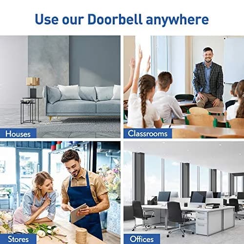 SECRUI Wireless Doorbell Kit with 2 Push Buttons & 1 Receiver | 1000ft Range, 58 Chimes, IP55 Waterproof, Black thumbnail 7
