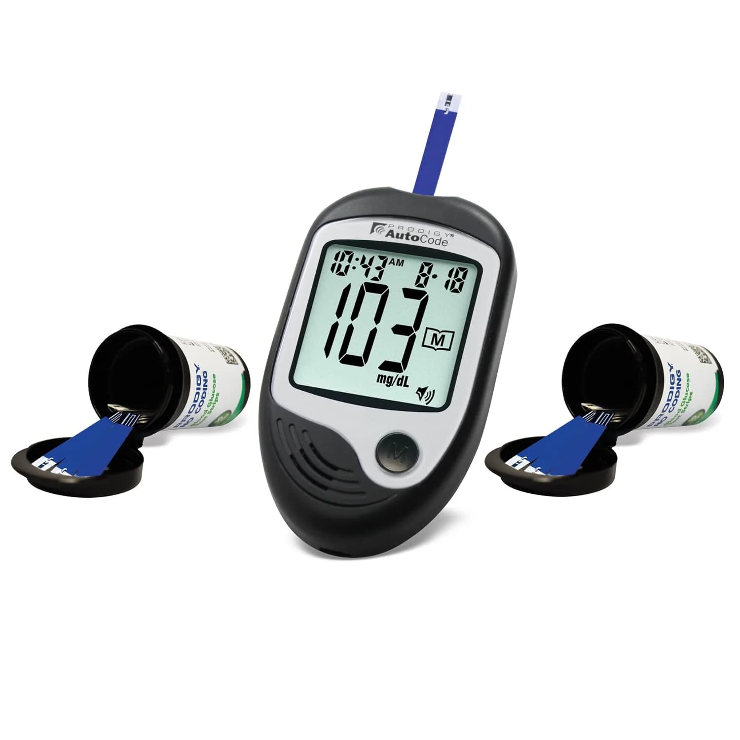 PRODIGY Glucose Monitor Kit | No Coding, 100 Test Strips, Verbal Prompts, USB Download, Stores 450 Results