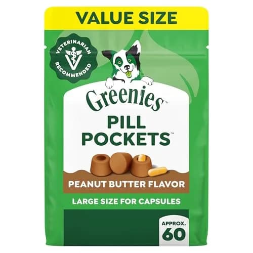 Greenies Pill Pockets Peanut Butter Dog Treats, 60 Count (15.8 oz / 448 g) | Vet-Recommended for Large Dogs thumbnail 1
