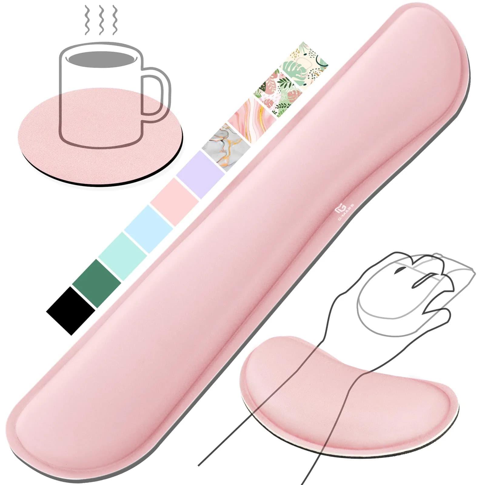 Gimars Pink Wrist Rest Support for Keyboard & Mouse | Ergonomic Memory Foam, Supportive & Durable (70-120 chars)