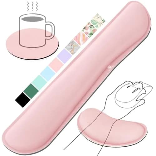 Gimars Pink Wrist Rest Support for Keyboard & Mouse | Ergonomic Memory Foam, Supportive & Durable (70-120 chars) thumbnail 1