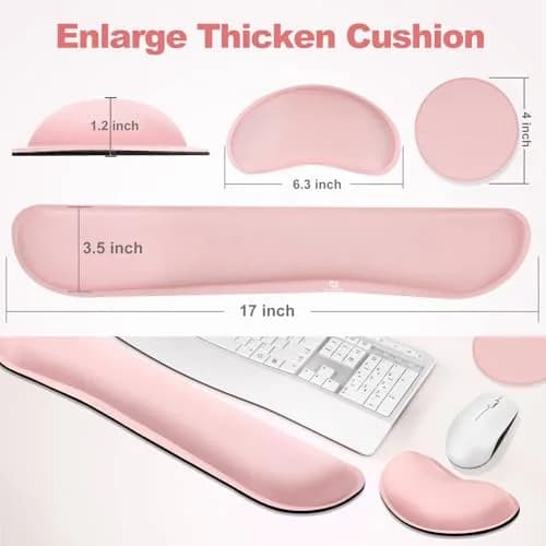 Gimars Pink Wrist Rest Support for Keyboard & Mouse | Ergonomic Memory Foam, Supportive & Durable (70-120 chars) thumbnail 6