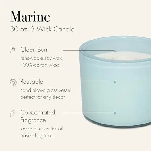 LAFCO NEW YORK 3-Wick Candle, Marine - 30 oz | Nautical Scent, Reusable Glass Vessel, Made in the USA thumbnail 2