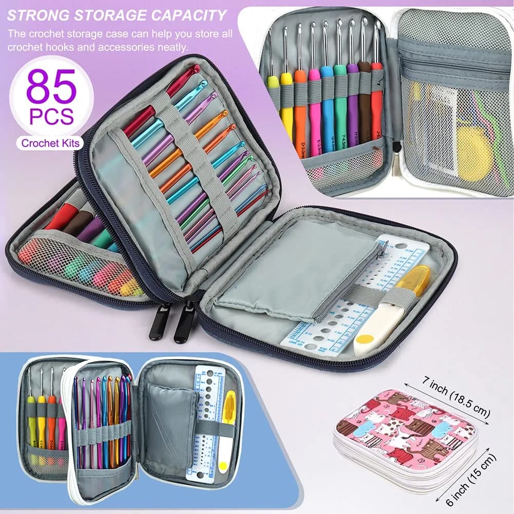 Katech Ergonomic Crochet Hooks Set with Case, 85-Piece | Assorted Sizes 2mm-8mm - view 4