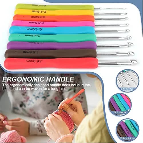 Katech Ergonomic Crochet Hooks Set with Case, 85-Piece | Assorted Sizes 2mm-8mm thumbnail 5