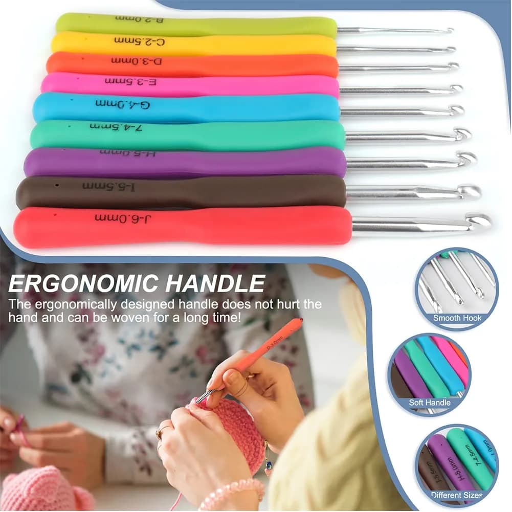 Katech Ergonomic Crochet Hooks Set with Case, 85-Piece | Assorted Sizes 2mm-8mm - view 5