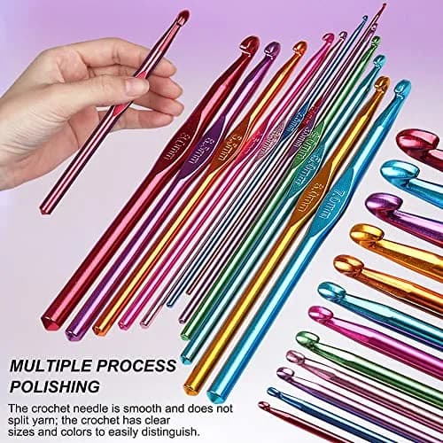 Katech Ergonomic Crochet Hooks Set with Case, 85-Piece | Assorted Sizes 2mm-8mm thumbnail 6