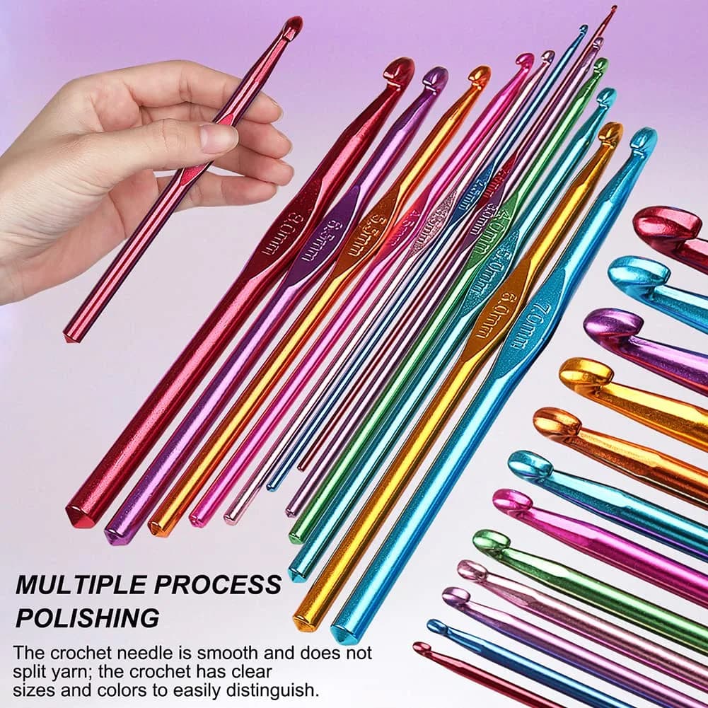 Katech Ergonomic Crochet Hooks Set with Case, 85-Piece | Assorted Sizes 2mm-8mm - view 6