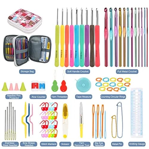 Katech Ergonomic Crochet Hooks Set with Case, 85-Piece | Assorted Sizes 2mm-8mm thumbnail 9