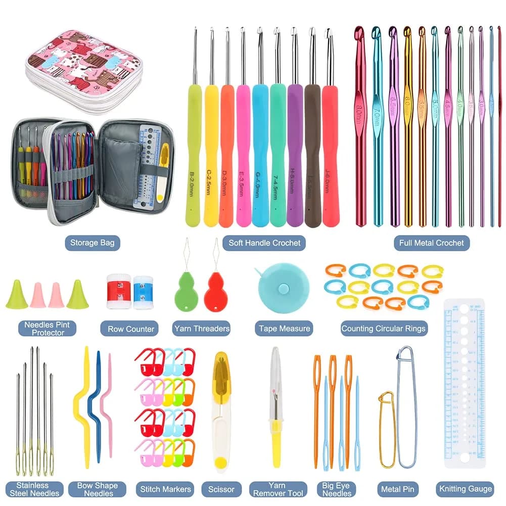 Katech Ergonomic Crochet Hooks Set with Case, 85-Piece | Assorted Sizes 2mm-8mm - view 9