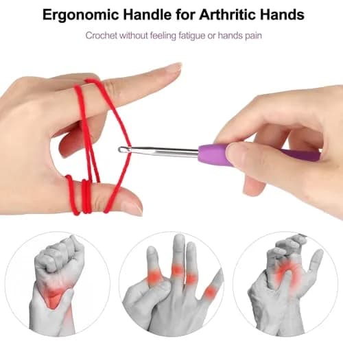 Katech Ergonomic Crochet Hooks Set with Case, 85-Piece | Assorted Sizes 2mm-8mm thumbnail 2