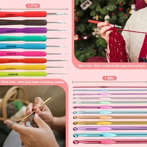 Katech Ergonomic Crochet Hooks Set with Case, 85-Piece | Assorted Sizes 2mm-8mm thumbnail 3